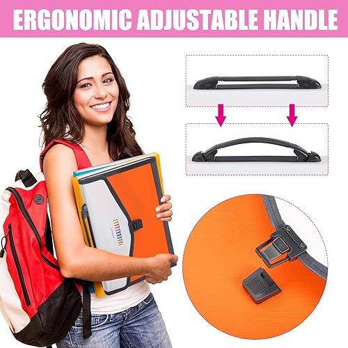 Miniatura 6 de Organizador de archivos de 4 piezas, 13 bolsillos, carpeta de archivos expandible con asa y cierre de hebilla, tamaño carta, organizador de