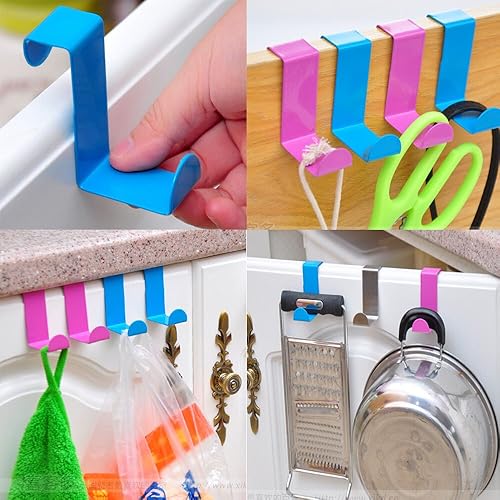 Miniatura 5 de yueton Ganchos para puerta, de acero inoxidable, para baño, cocina, reversible, para colgar sobre la puerta, ropa, toallas, natación, camisas, bolsa