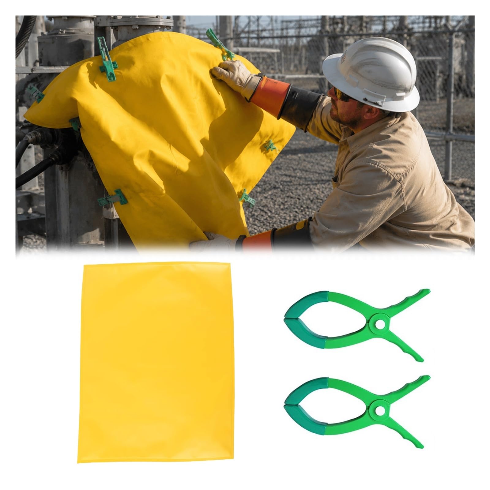 Manta Aislante de Alta tensión con Clips de fijación y Almohadilla de Seguridad eléctrica, Adecuada para el Mantenimiento de la energía y la protección de Alta tensión (0,4 kV, 100 x 120 cm