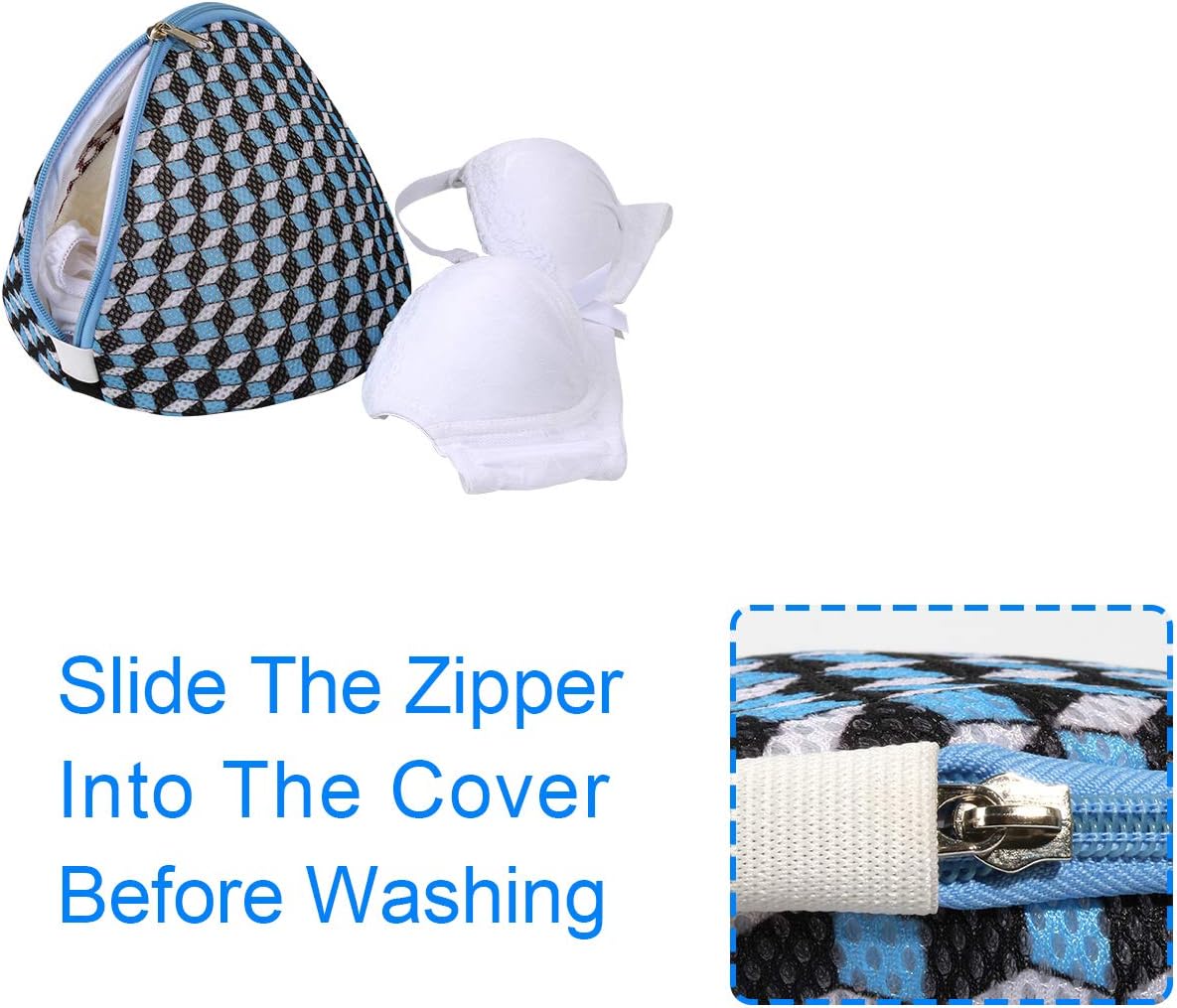 Dalykate Large Bra Laundry Bags, Mesh Big Bra Washer Protector with Premium Zipper, Delicate Bra Washing Bags for Lingerie, Socks, Panty, Underwear and Delicates Set of 2 for Women(Random Match Color) (Blue+Red)