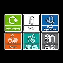 Recycling set of 6 Signs Waterproof Stickers 150x150mm Self Adhesive Vinyl