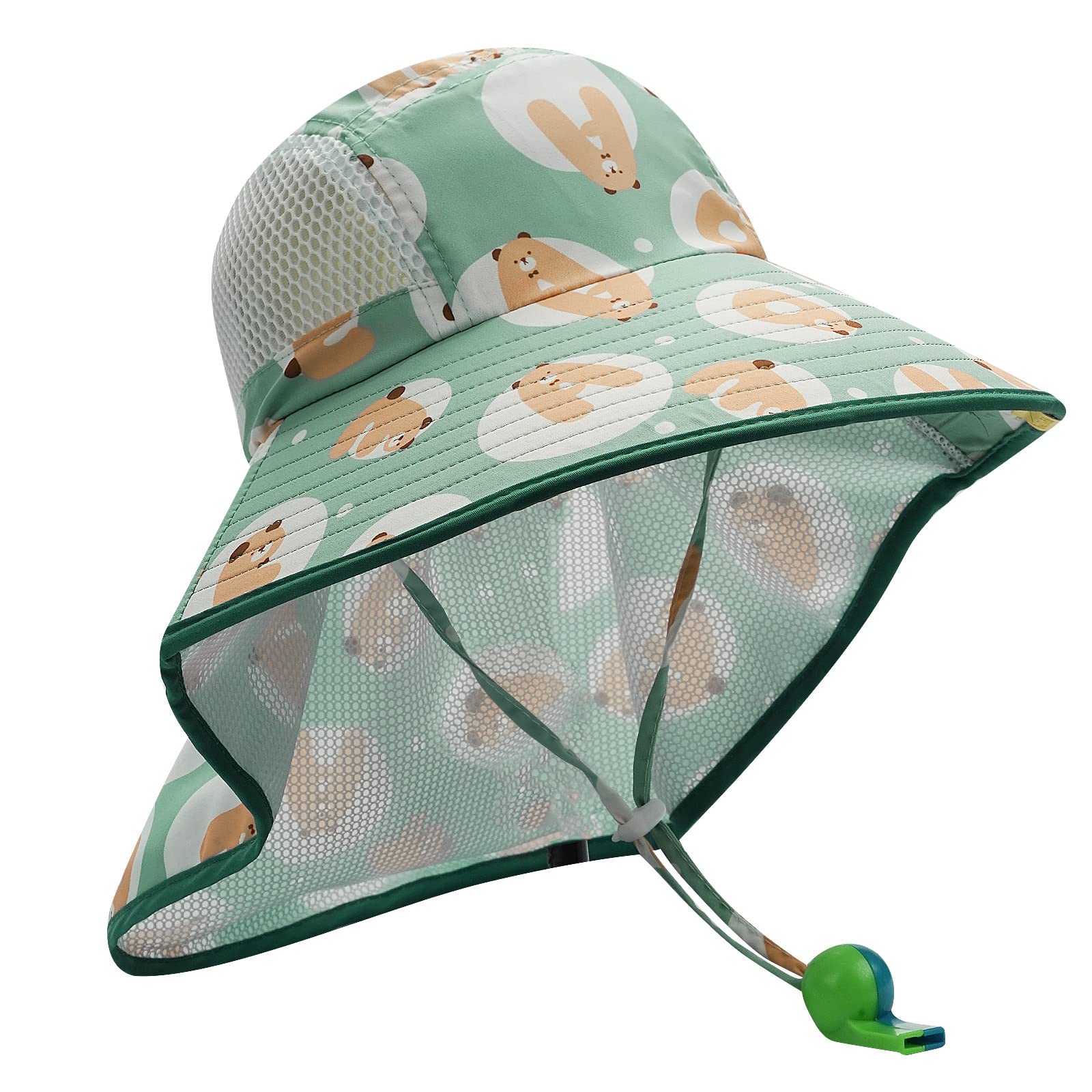 CLAPE Mesh Sonnenhut Kinder Breiter Krempe Fischerhut Mesh Sommerhut Mädchen Junge UV-Schutz Strandhut für 3-10 Jahren Schirmmütze mit Nackenschutz