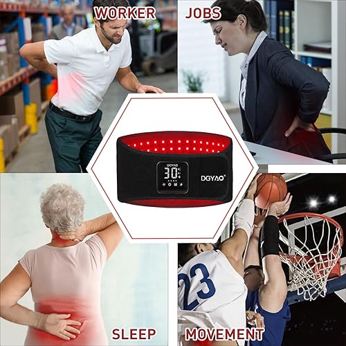 Miniatura 8 de DGXINJUN Terapia de luz roja inalámbrica para alivio del dolor de espalda y cintura, dispositivo de terapia de luz infrarroja cercana para el