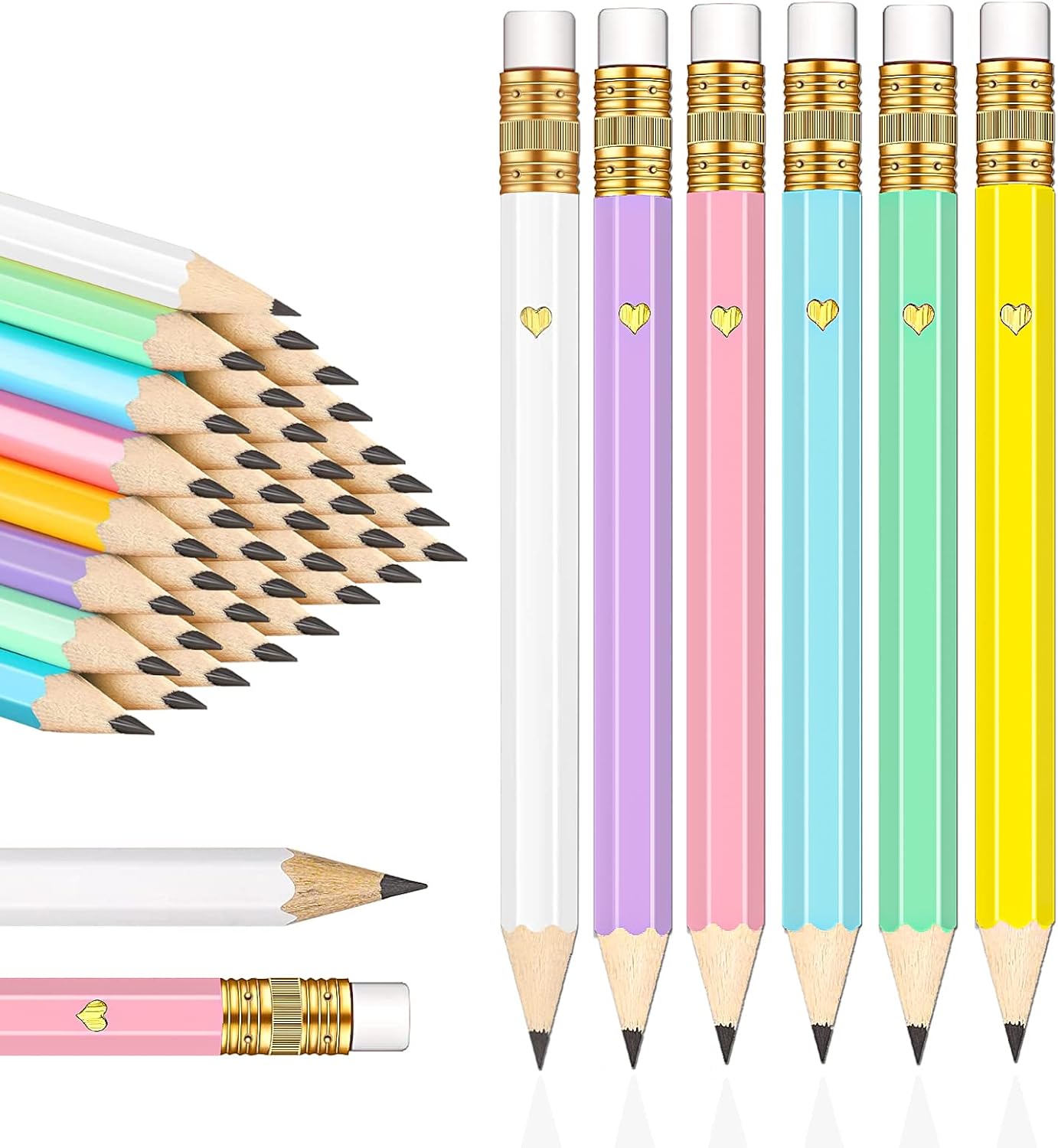 60Pcs Golf Pencils with Erasers for Kids Mini Sharpened Small Half Pencils for Party Game School Student Prize Supplies Baby Shower Bridal Shower