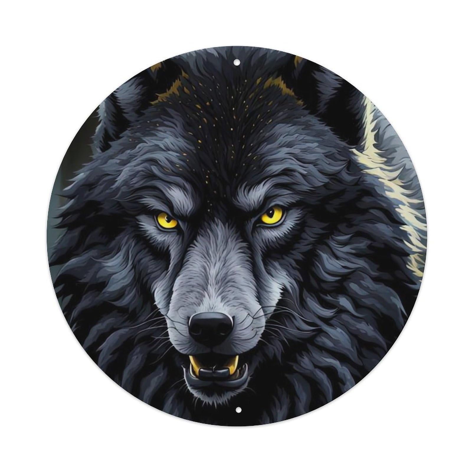 Animal Artwork Ferocious Black Wolf Vintage Metal Tin Sign Plaque Wall Decor for Cafe, Club Bar, Office, Garden Metal Poster 8x8Inch