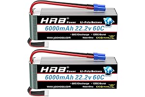 HRB 6S Lipo Battery 60C 6000mAh RC Battery with EC5 Connector (2-Pack)