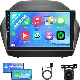 2+32G for Hyundai Tucson IX35 Radio 2010-2015 Android 11 Car Stereo GPS Navigation 10.1 inch Touchscreen Head Unit with Apple Carplay Android Auto WiFi HiFi BT/RDS+Backup Camera