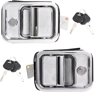 Exterior Door Handles Front Left & Right Chrome with Lock & 2 Keys Compatible with Freightliner Argosy 2005-2014, Century Class 2005-2011, Columbia 2003-2011, Coronado 2005-2012 # 760-5201 760-5202