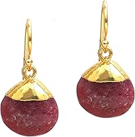 Vista 71 de Gempires - Pendiente de gancho de pera natural, pendiente de meditación, joyería hecha a mano, regalo para ella Yaxaite