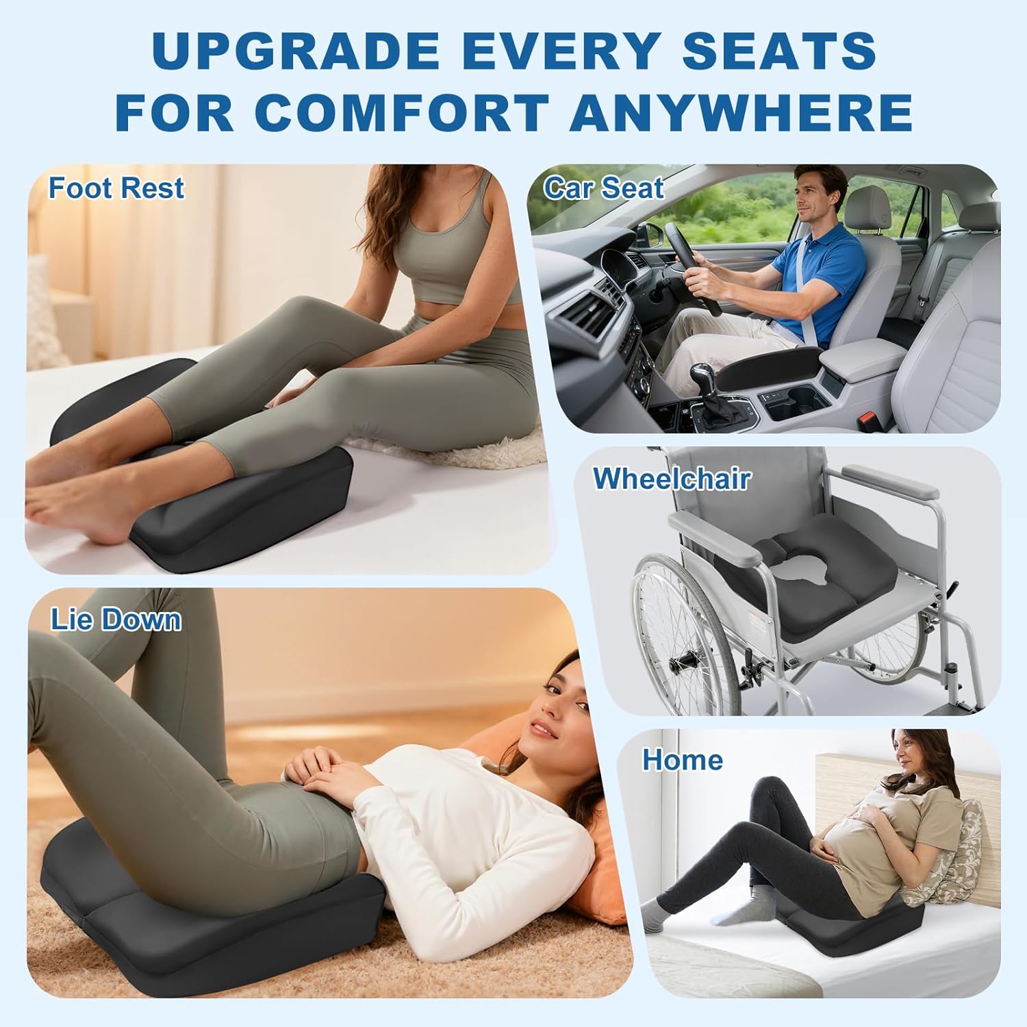 Upgraded Bed Sore Cushions for Butt, Bedsore Pressure Relief Pillow for Sleeping and Sitting,Memory Foam Bed Sore Donut Pillow,Tailbone Pain Relief Cushion for Bed Sores on Buttocks, Black