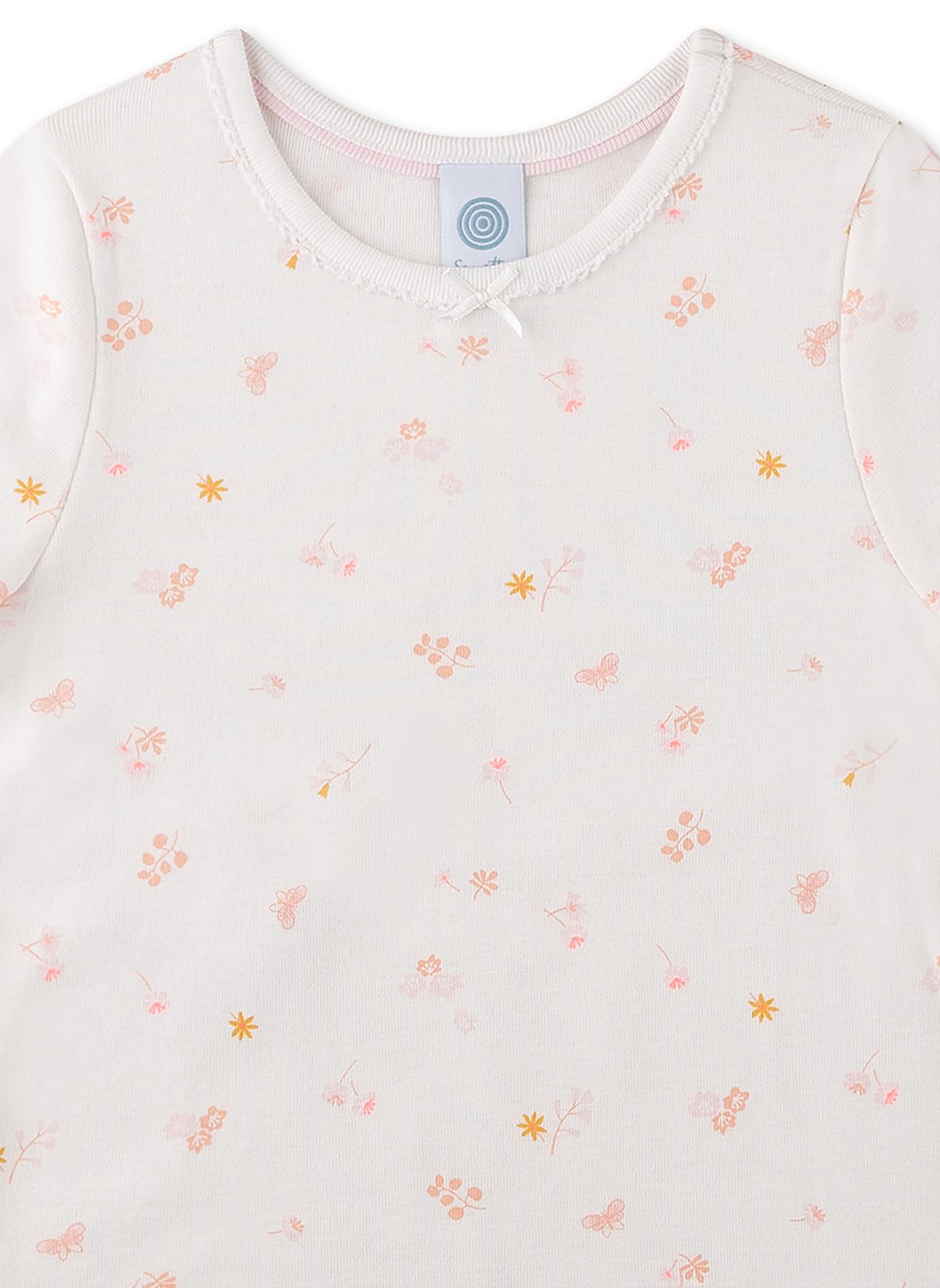 Sanetta Mädchen-Schlafanzug kurz Off-White Blumen | Hochwertiger und bequemer Schlafanzug aus Baumwolle für Jungen. Pyjamaset für Mädchen