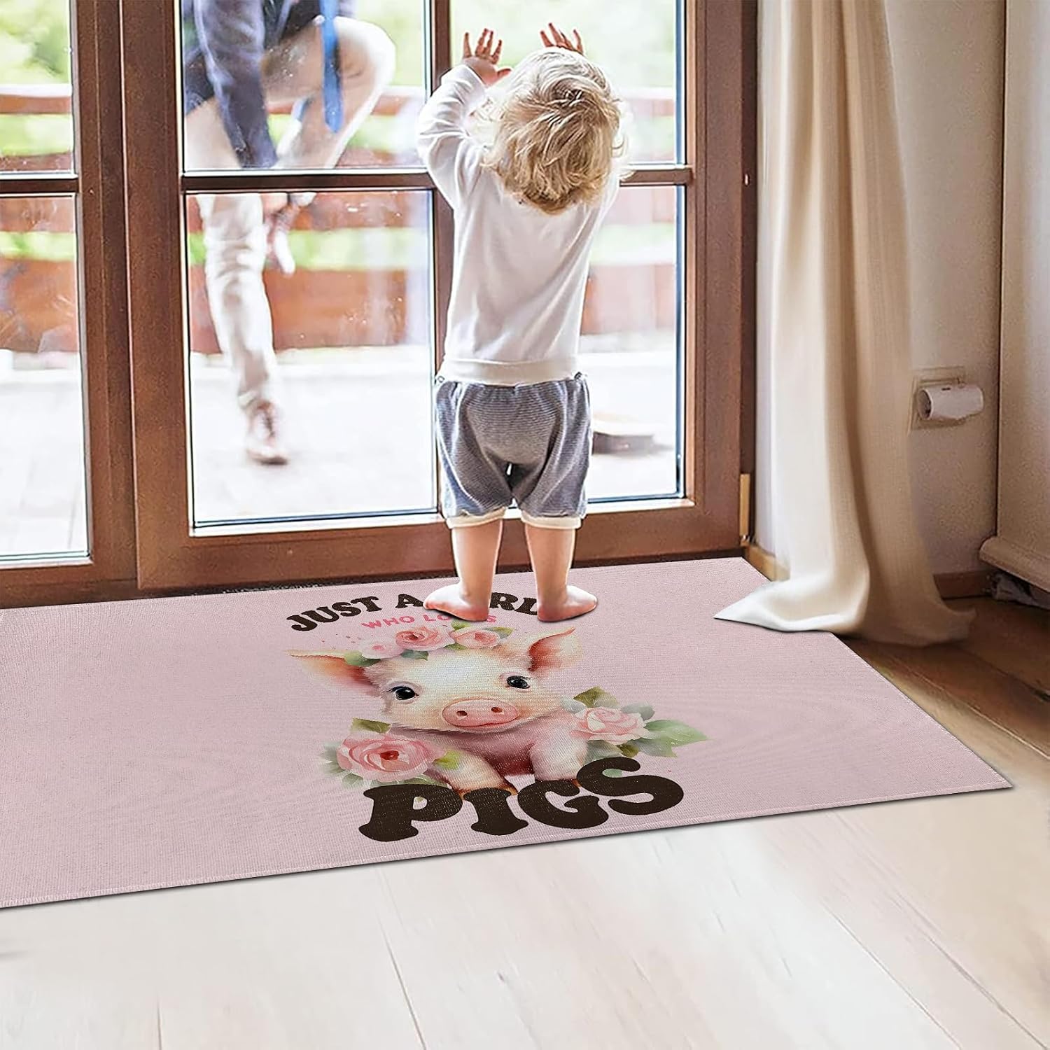 Cute Pig Indoor Door Mat 29.5x17in,Non Slip Backing Just a Girl Who Loves Pigs Pink Floor Mat,Non Woven Entryway Rug,Welcome Mats Decor,for Entrance Inside Porch Bedroom Kitchen,Doormats Gifts