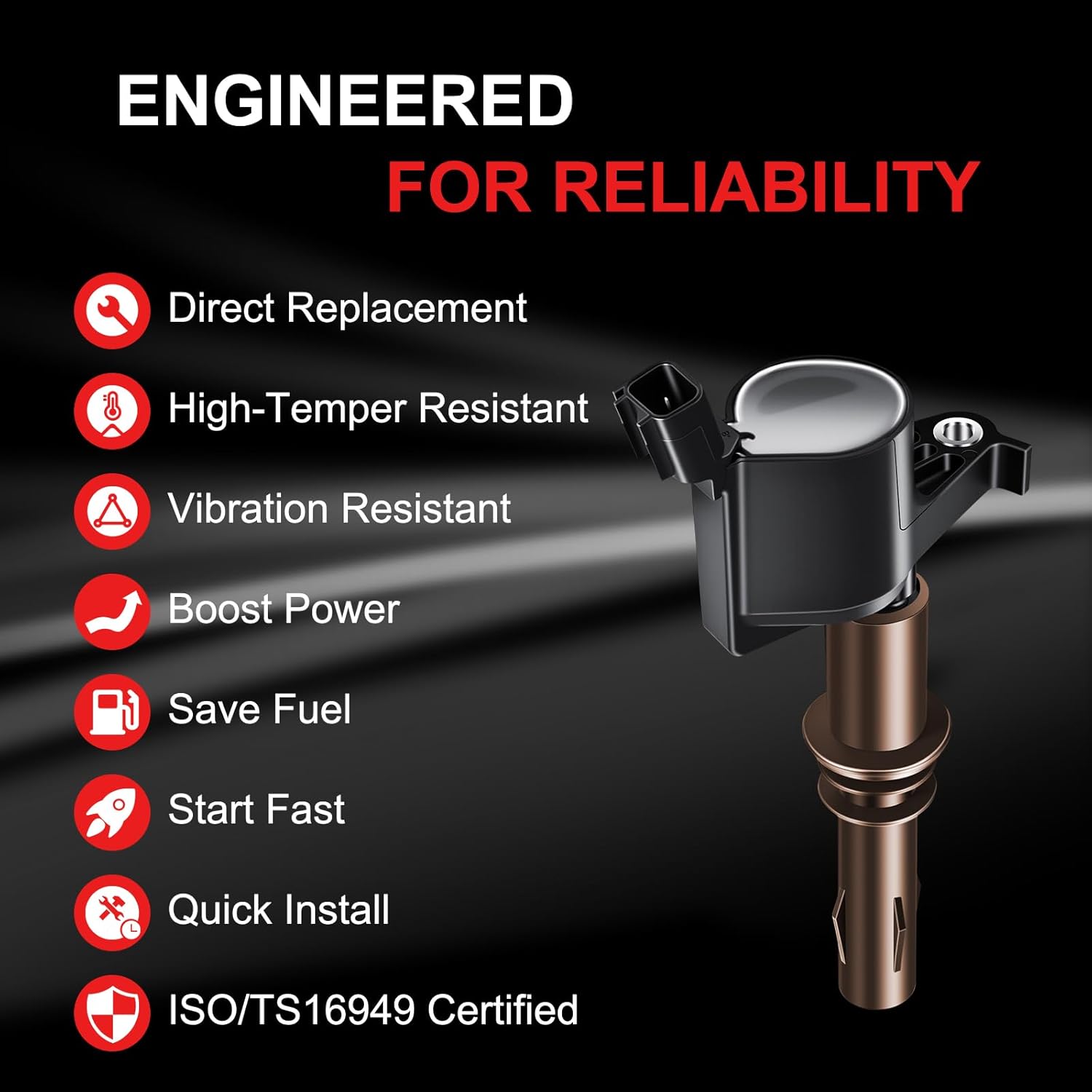 Ignition Coils Pack DG521 Fits for Ford F-150 F-250 F-350 Super Duty Expedition Explorer Mustang V8 4.6L 5.4L V10 6.8L 2008-2014, Fits for Lincoln Navigator Mark LT, Set of 8