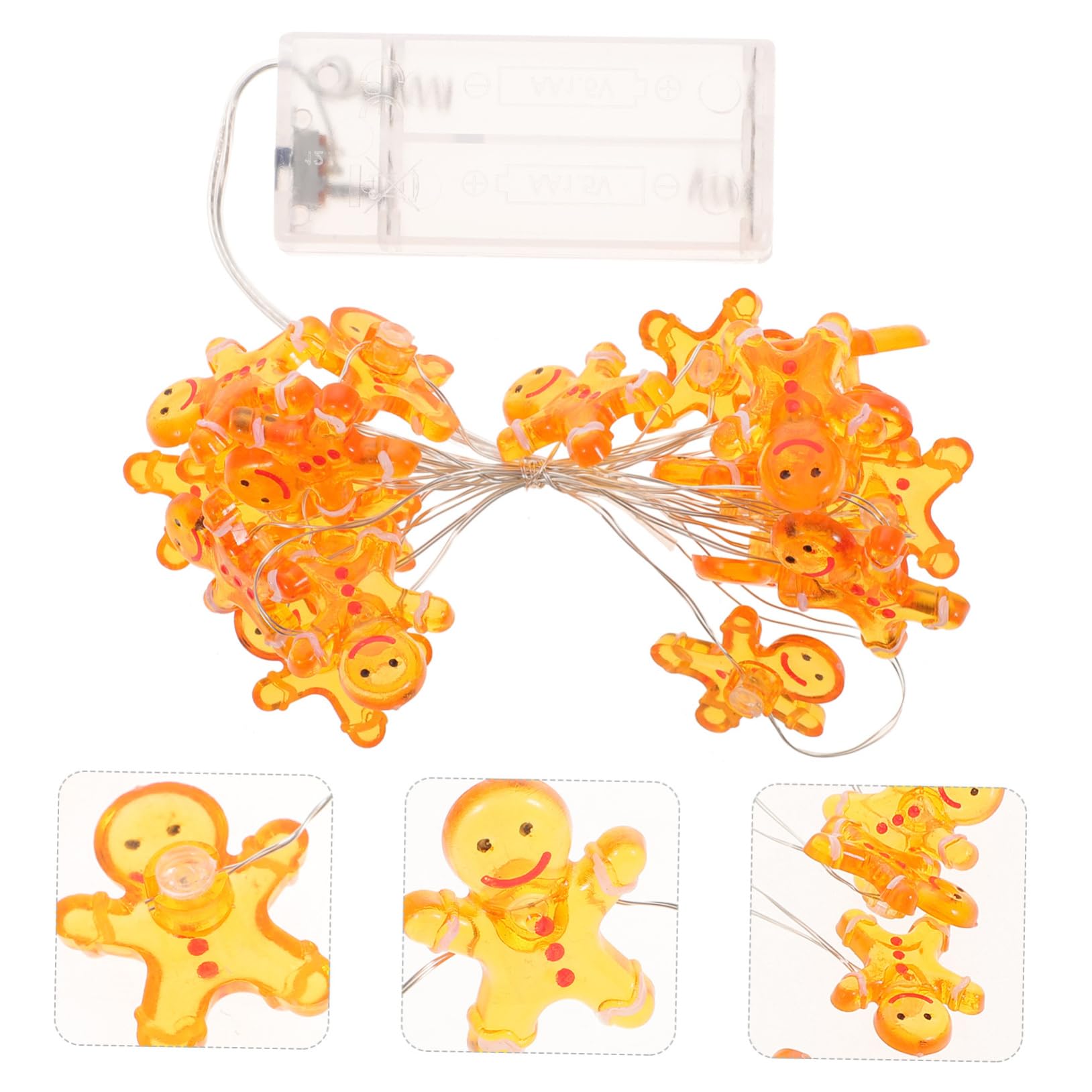 Guirlande Lumineuse Noël 3 Mètres - 30 LED Bonhomme Pain D'épice Et Sucre D'orge - Piles Incluses - 2