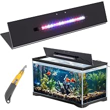 Sieral Aquarium Lids Polycarbonate Canopy with LED Light Without Center Brace Aquariums Cover Fish Tank Lid with a Hook KnifeBlack,36x18in