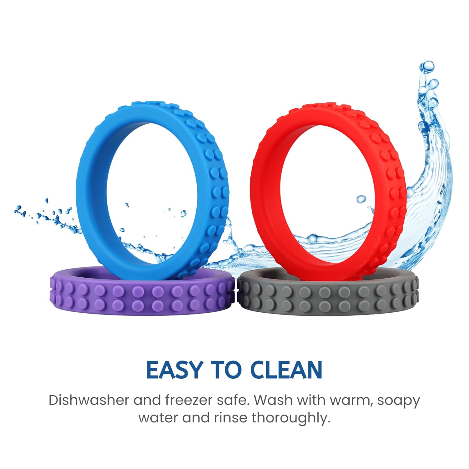 Chew Bracelets for Sensory Kids, Silicone Oral Motor Chewy Teether Bracelet for Chewers with Autism, ADHD, SPD, or Biting Needs, 4 Colors - Image 7