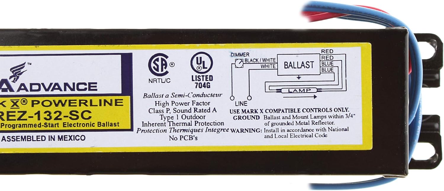 Advance REZ-132-SC MARK 10 Dimmable Fluorescent Ballast, (1) T8