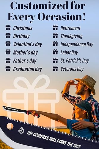 Miniatura 3 de Regalo de machete grabado, hoja de sierra afilada o opciones de parang con grabado láser personalizado, mango de goma antideslizante para campistas