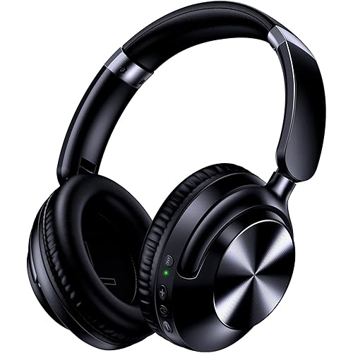 TAGRY Hybrid Active Noise Cancelling Headphones 100H Playtime Wireless Bluetooth Over Ear Headphone with Fast Charging Hi-Res Audio Comfort Earcups Headsets for Home Travel Office Phone PC Dark