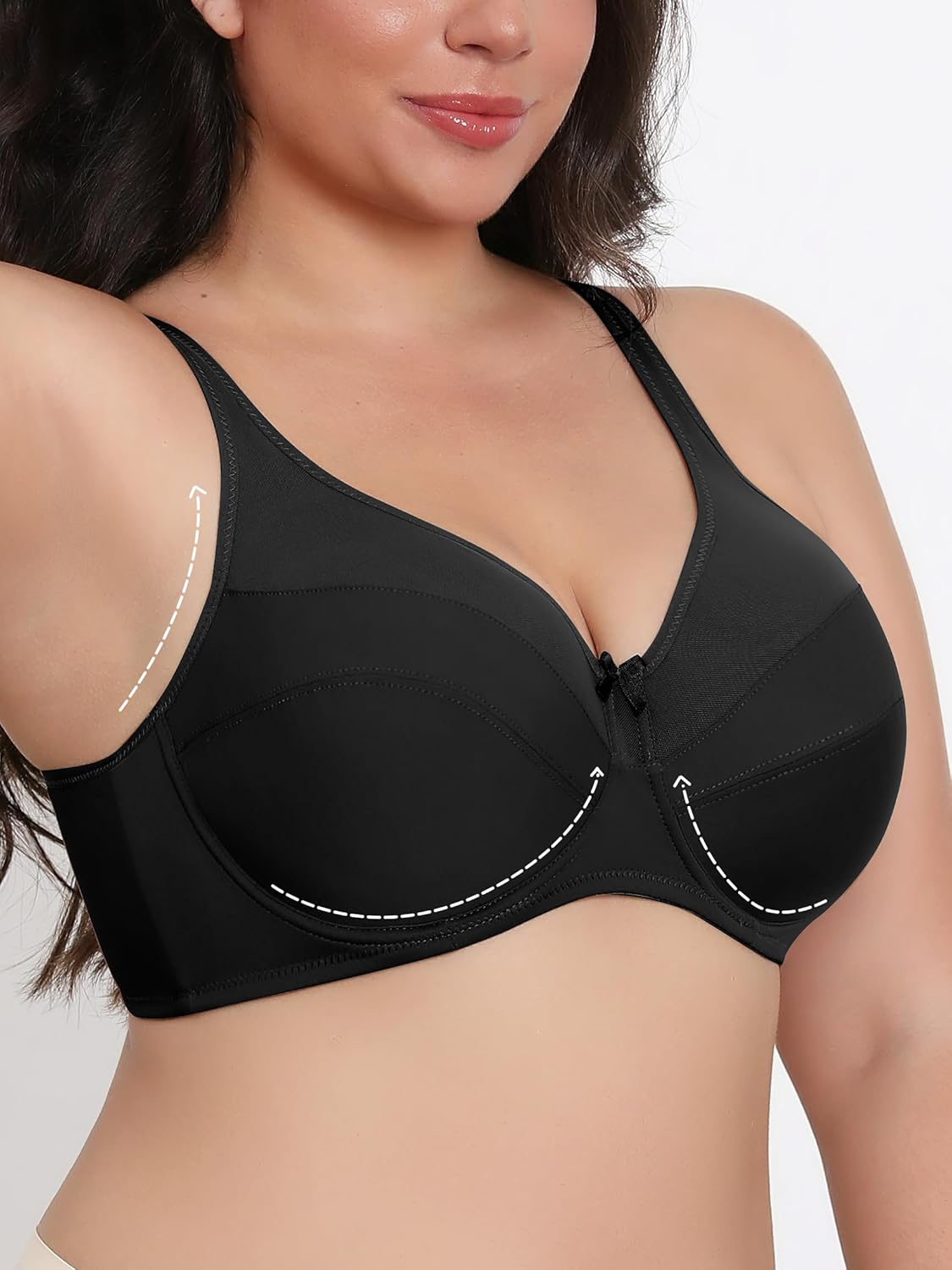 Baetty Underwire Bras for Big Buster Women Full Coverage Minimizer Cross Back Non-Padded Plus Size Bra