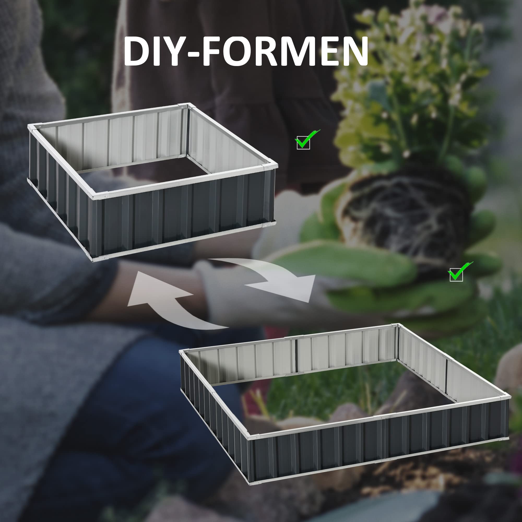 Outsunny Hochbeet aus Stahl DIY für Balkon 258 x 90 x 30 cm Dunkelgrau