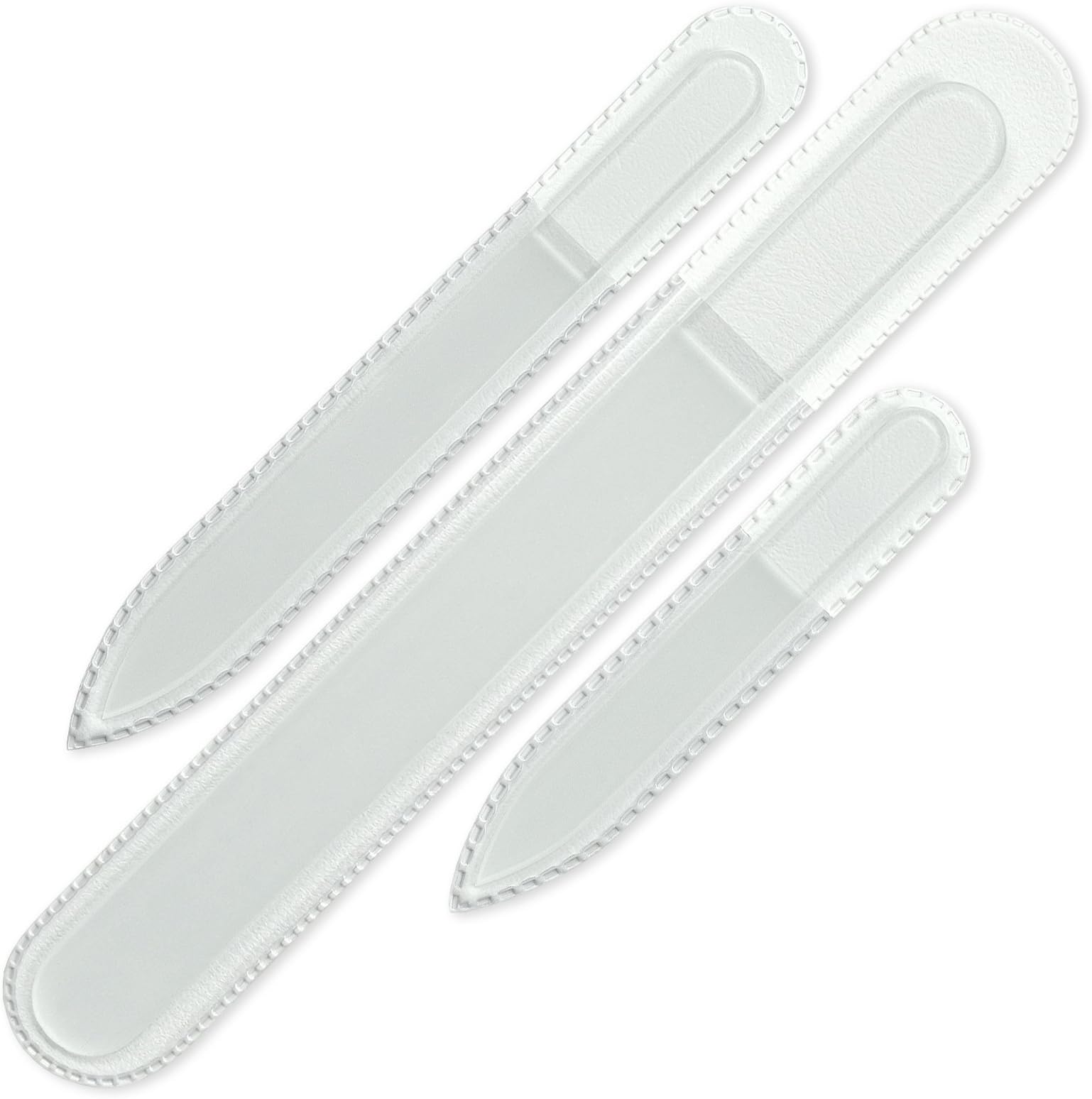 Mont Bleu Professional Set of 3 Crystal Nail Files - Genuine Czech Tempered Glass - Lifetime Guaranty - HandMade in Czech Republic - Premium Glass Nail Files for Natural Nails