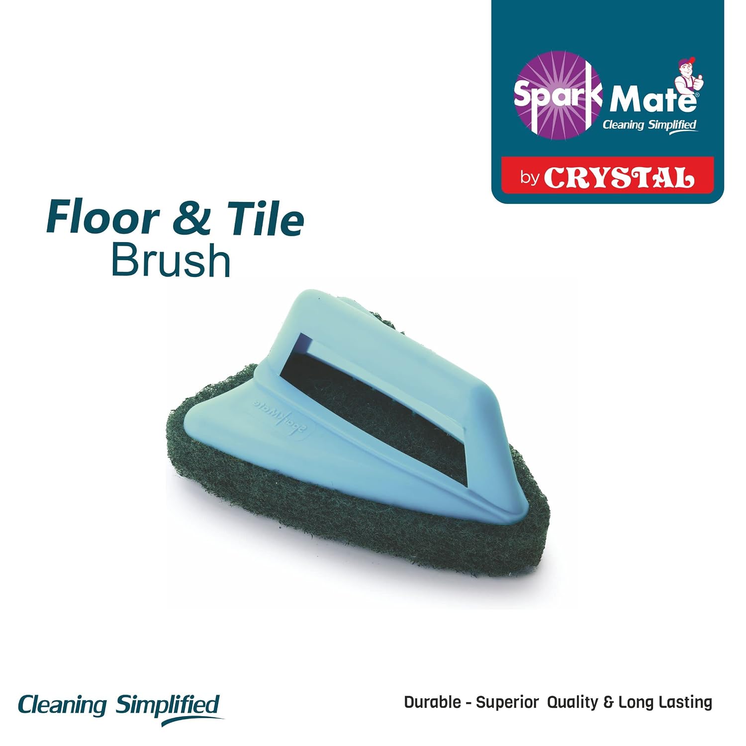 Sparkmate by Crystal Bathroom Brush with Abrasive Scrubber for Floor/Tile Cleaning (Pack of 1), Assorted 4 71ff2LI411L. SL1500