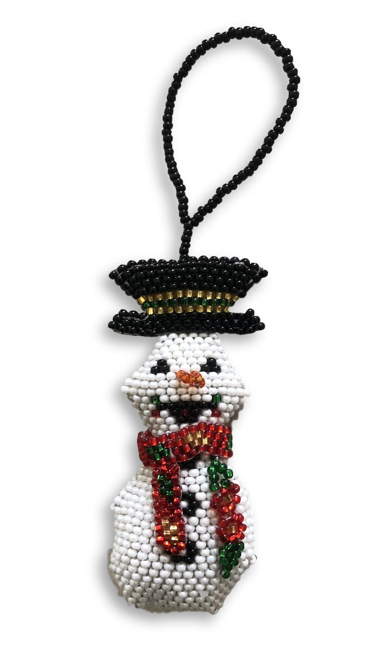 Mayan Arts Mini Snowman Christmas Tree Ornaments Small Decorative Beaded Figurine Miniature (Large Snowman)