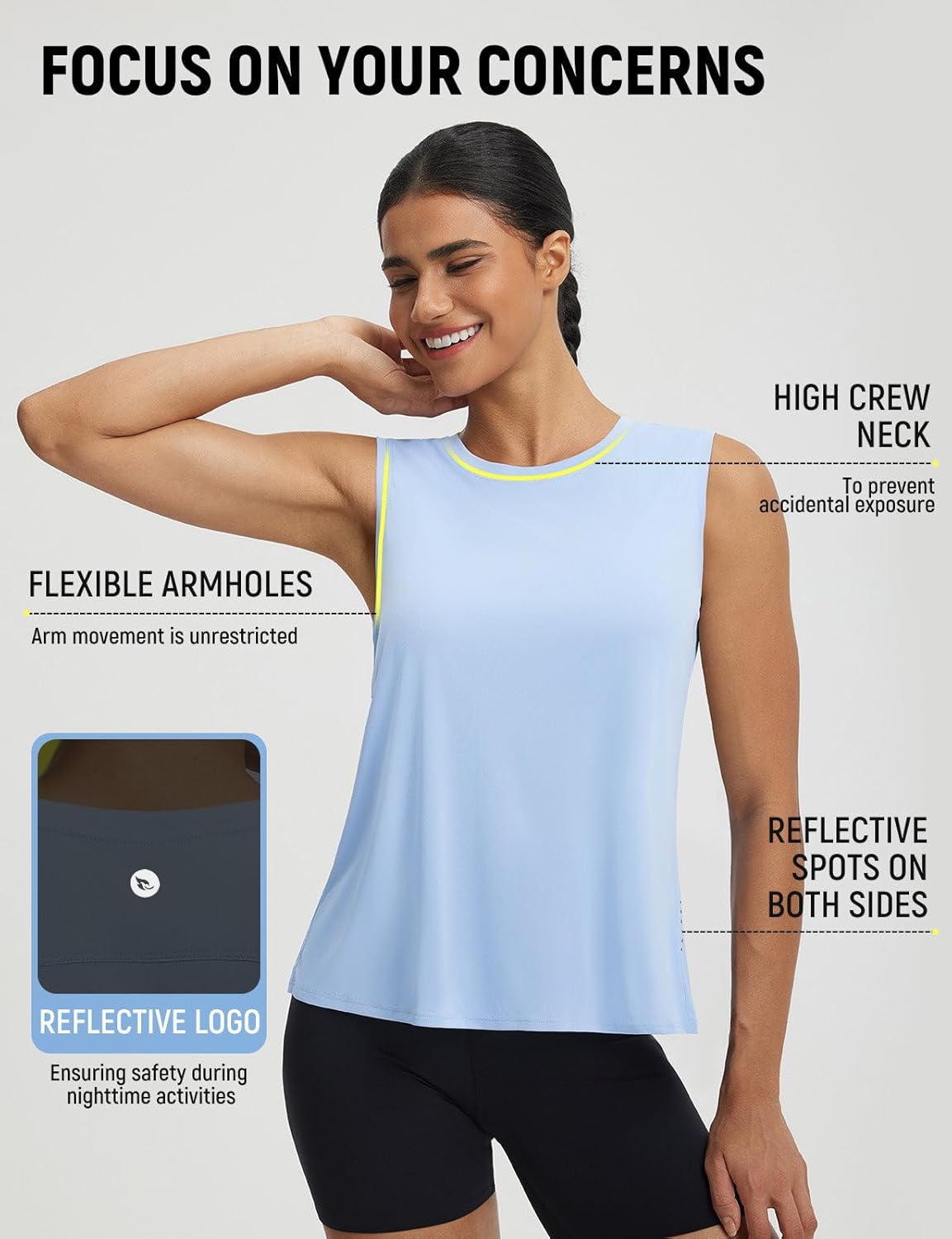 baleaf Women Running Sleeveless Tops Athletic Tank Tops Workout Open Back UPF 50+ Tennis Gym Loose Fit Lightweight - Image 6