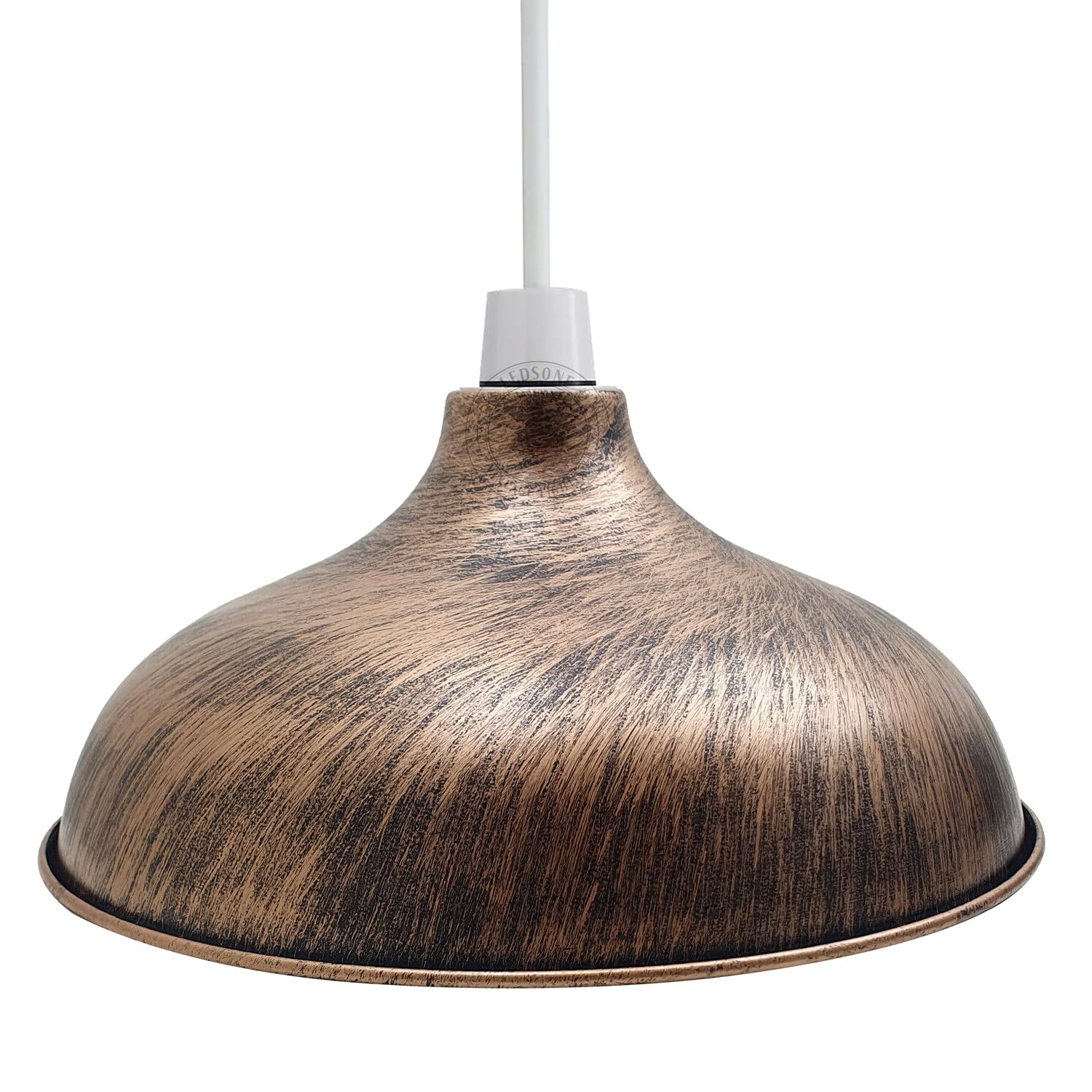 Retro Style Ceiling Light Shades Vintage Industrial Shades, Rustic Metal Curved Easy Fit Antique Shades for Pendant Lighting Bedroom, Kitchen, Office (Free Reducer Plate) (Brushed Copper 36cm)
