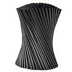 Plasticless 100 Pcs PLA Disposable Drinking Straws Corn Plant Based Biodegradable Straws, BPA Free Compostable Stir Sticks Black Reusable Straw Alternative to Plastic Straw for Party Drinks