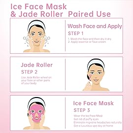 ZNCUETD Ice Face Facial Jade Roller and Ice Face Mask Cold Cooling Gel Mask Gift Set for Women Aging Wrinkles Lifting Firming Puffy Eyes, Eye Face Neck Roller Massager SPA Tools
