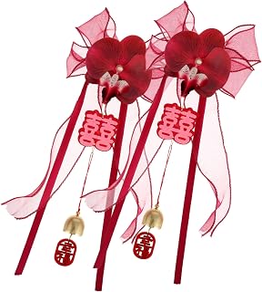 2pcs Elegant Wedding Car Floral Decor Curtain Holdbacks and Tiebacks Beautiful Artificial Flower Clips for Drapes and Rearview Mirrors for Wedding Setup