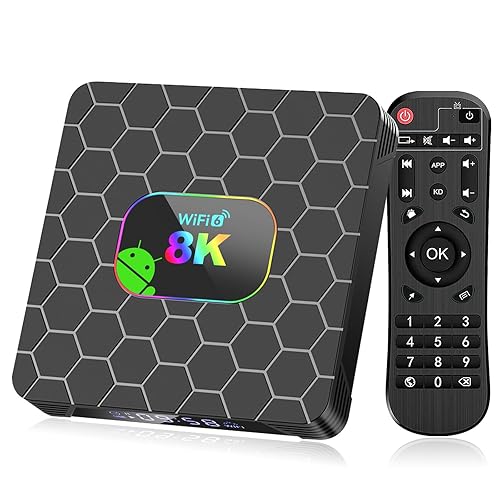 Android 14 TV Box 4GB RAM 64GB ROM, Android Box 2025 4K 6K 8K WiFi6 Quad-Core RK3528 Smart Box for TV with 2.4G 5.8G Dual WiFi 100M Ethernet Bluetooth 5.0 USB 3.0