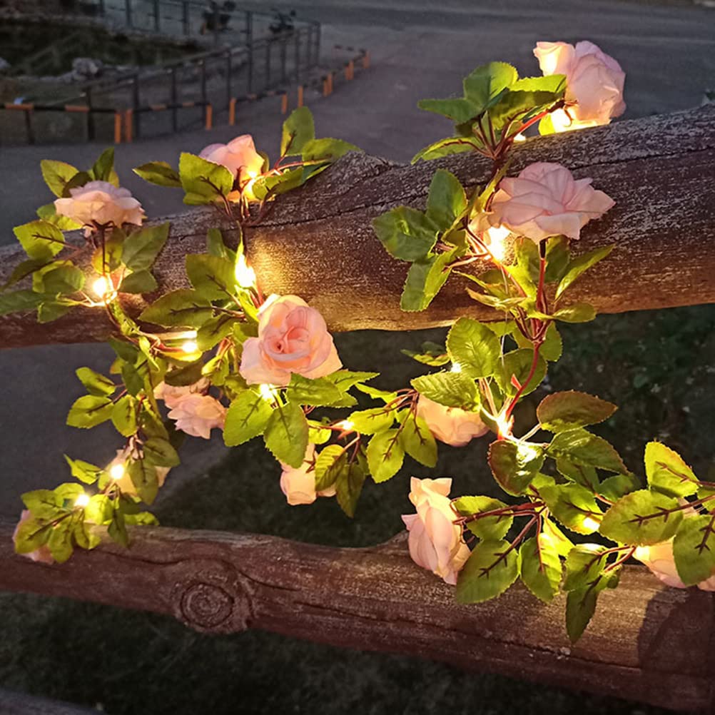 CSHU Solar Artificial Flower String Lights with Adjustable modes,LED Flower Rose Vine String Lights 5 Meters Outdoor Decrative Lamps for Birthday Party Wedding Festival