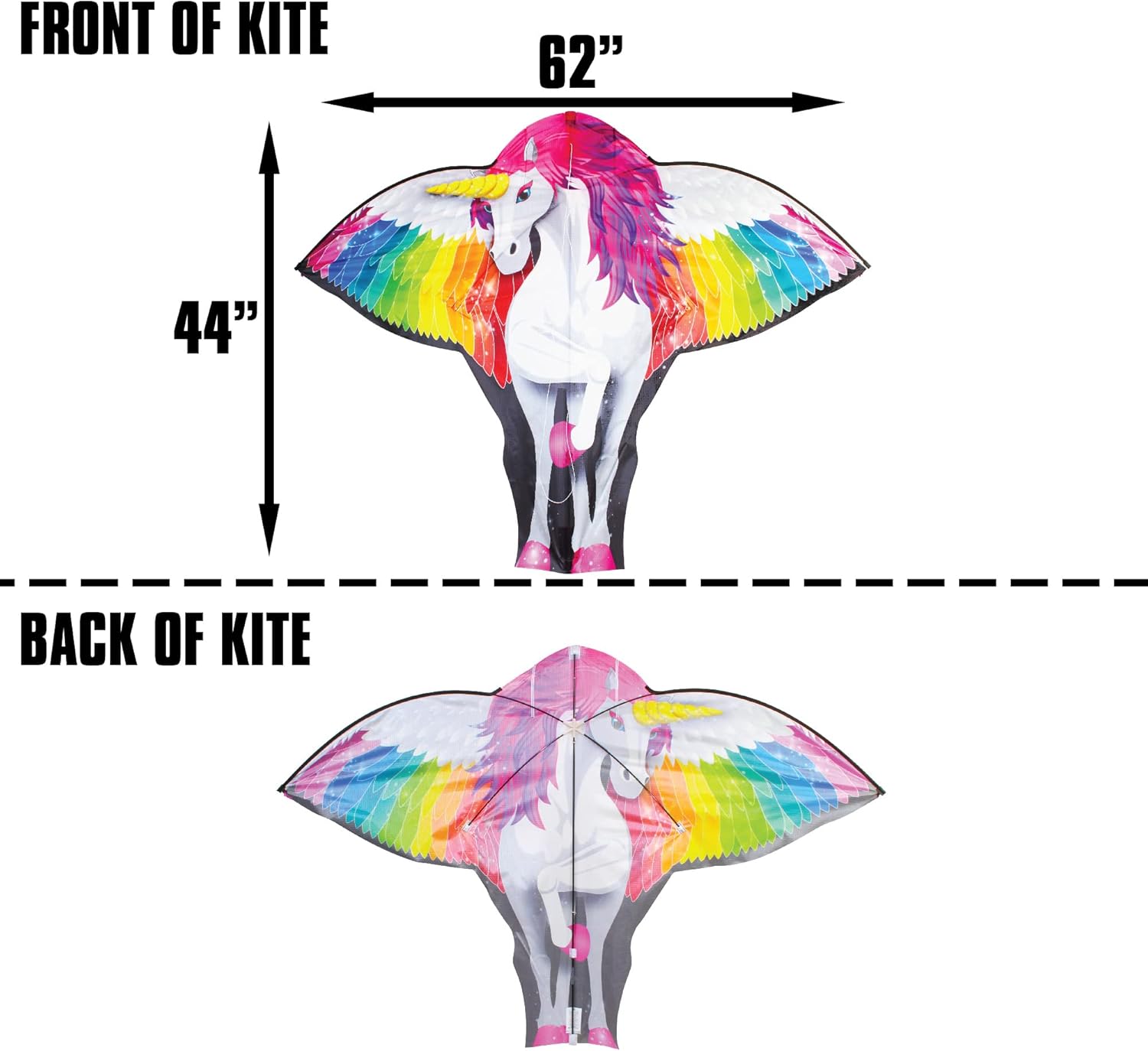 WindNSun Supersize 2-D Unicorn Ripstop Nylon Unicorn Kite, 62 Inches Wide