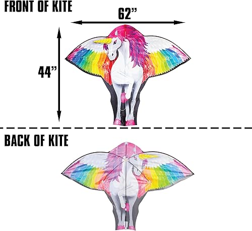 Miniatura 3 de WindNSun Cometa de unicornio de nailon Ripstop 2-D de gran tamaño, 62 pulgadas de ancho