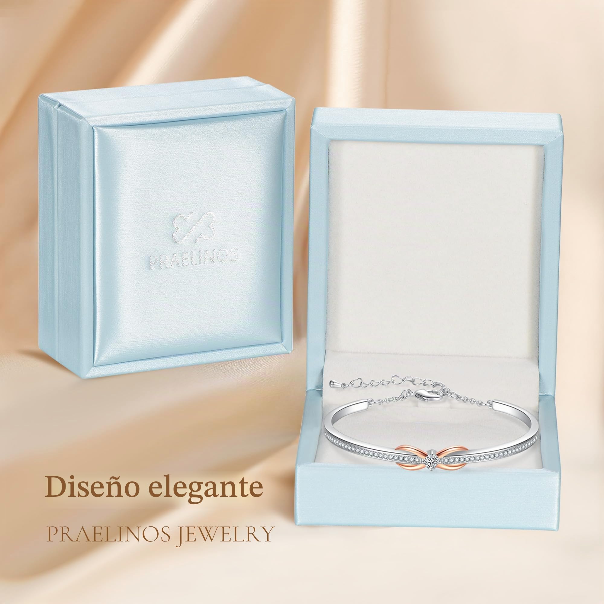 Praelinos Infinity Pulseras para mujer, joyería