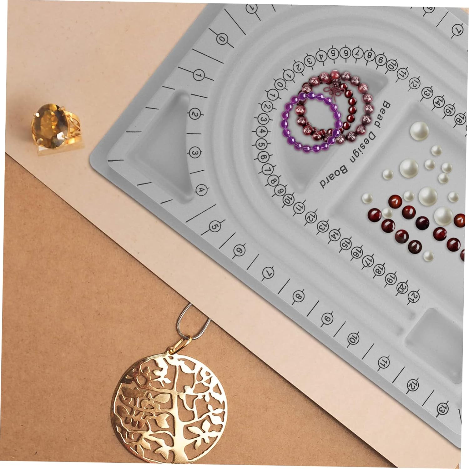2pcs Bead Design Board Measuring Scale for Jewelry Making Beading Tray for DIY Necklace and Bracelet Crafting Jewelry Organizer for Bead Accessories