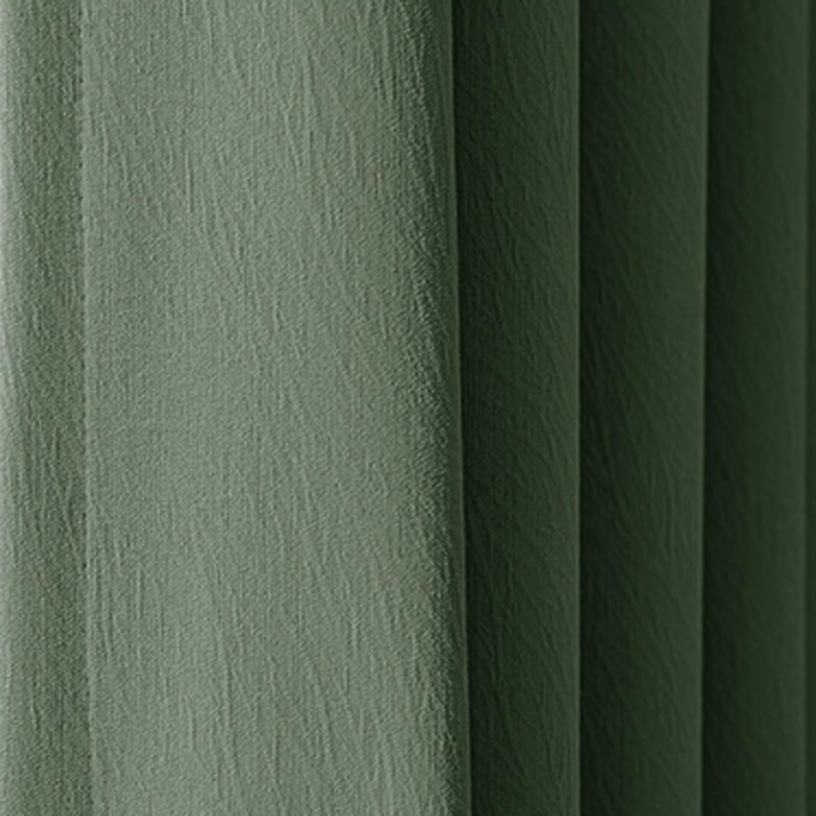 Rideaux opaques aspect lin vert lot de 2 en polyester à œillets pour salon