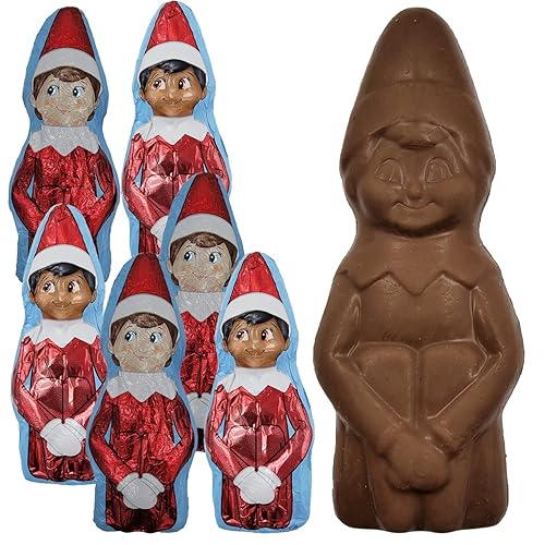 Fruidles Grandes golosinas navideñas de chocolate de elfo en el estante, chocolate con leche sólido y suave, rellenos para bolsas de fiesta,