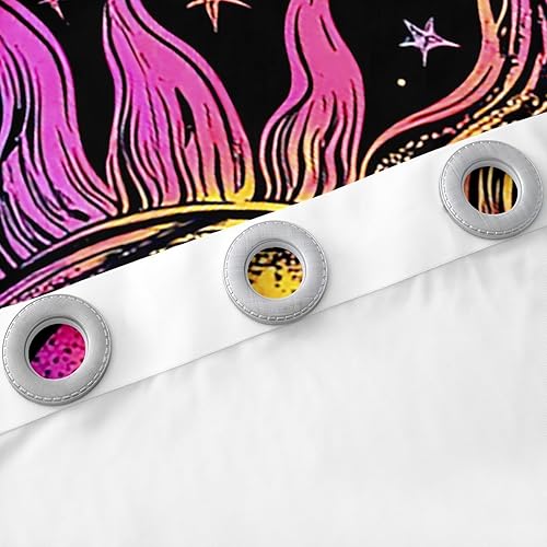 Miniatura 5 de Cortinas y cortinas bohemias con diseño de sol y luna, teñido anudado arcoíris, galaxia, psicodélica, de 84 pulgadas de ancho x 63 pulgadas de