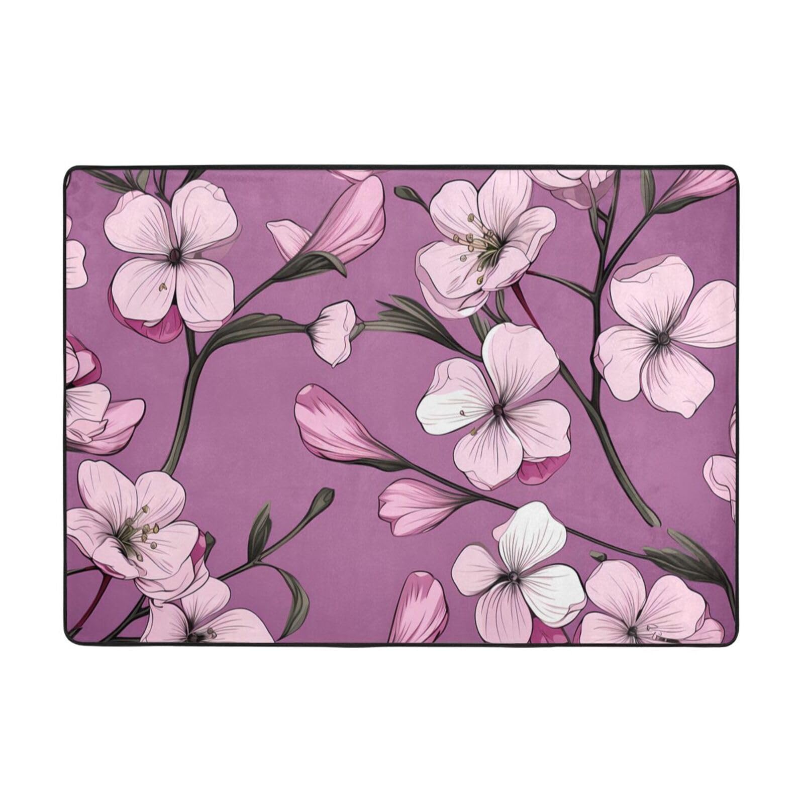 Tapis de sol en flanelle motif azalée de grande taille pour une chambre à coucher élégante