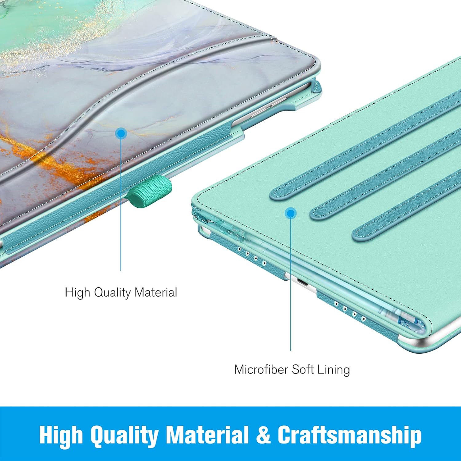 Fintie Folio Case for iPad Pro 9.7-inch 2016 (A1673/A1674/A1675) | Multi-Angle Viewing Stand Back Cover, Pencil Holder & Storage Pocket, Corner Protection, Auto Wake/Sleep, Emerald Marble