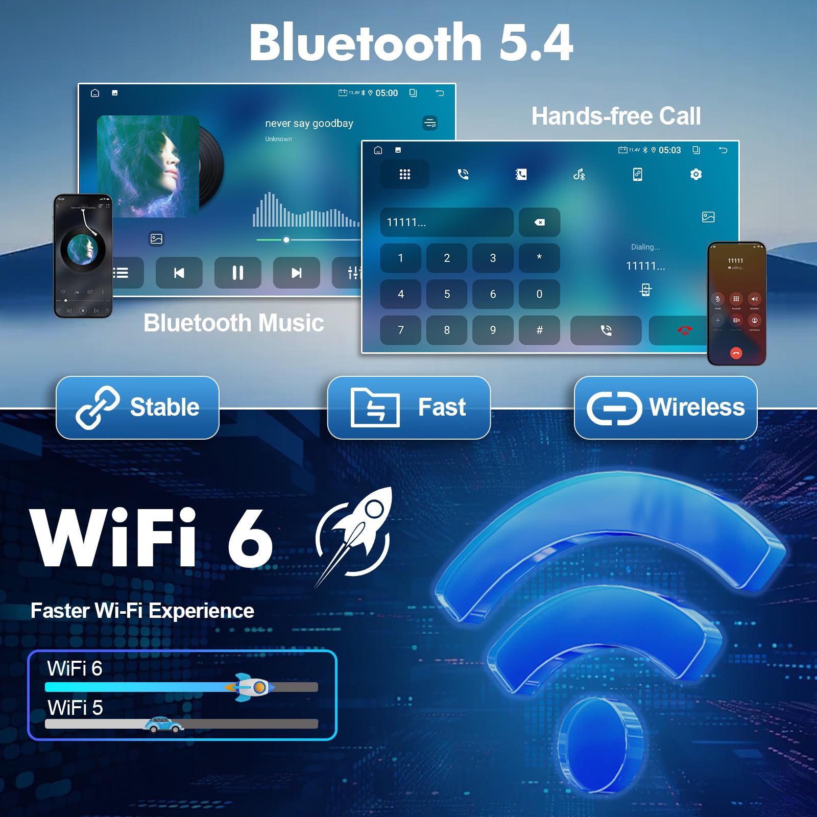 4 + 64G Android 14 Car Stereo Pantalla for VW Golf/Seat/Passat/Polo/Jetta/Touran 9 Pulgadas Multimedia Stereo Radio con Wireless CarPlay Android Auto Mirror Link SWC GPS Bluetooth WiFi FM Camera - 5