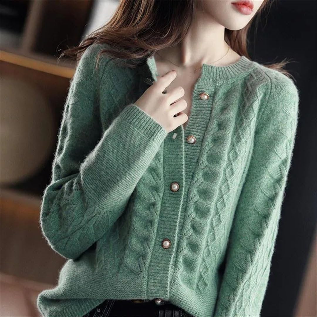 Chaqueta De Punto De Lana De Manga Larga para Mujer