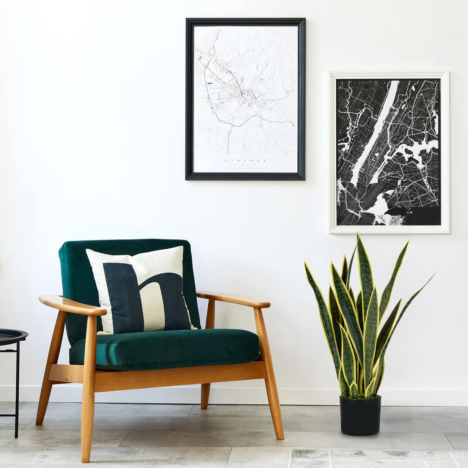 Wintem Pianta di Sansevieria Artificiale con 21 Foglie in Polietilene, Alta 75 cm con Vaso Ø15x12,3 cm - Pianta Finta Ideale per Interni, Decorazione Casa