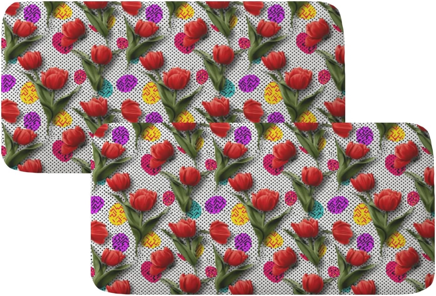 Graphic Tulip Art Loveseat Covers Couch Covers for 2 Cushion Couch, 2-Piece Stretch Sofa Slipcovers Anti-Slip Washable Furniture Protectors for Dogs Pets