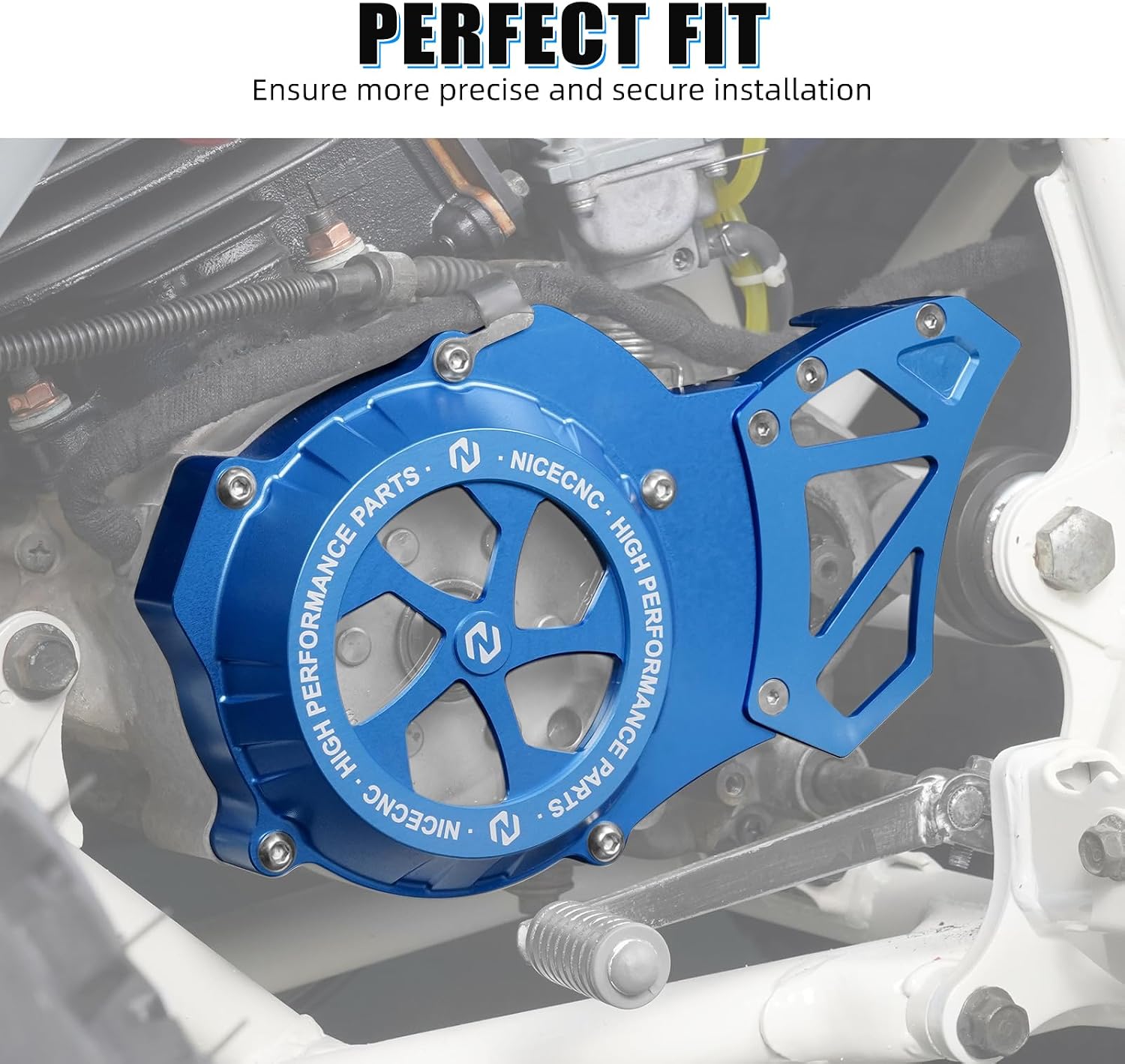NICECNC Sprocket Protector Engine Crankcase Guard Compatible with Yamaha Blaster 200 YFS200 1988-2006, Replacement for 2XJ-15411-00-00 Blue