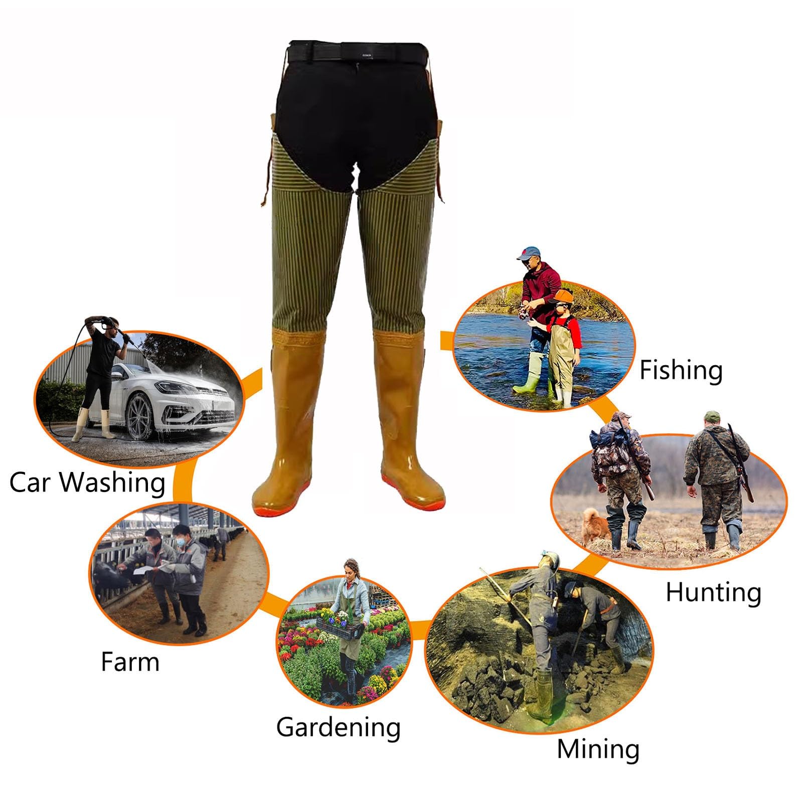 Trampolieri da Pesca | Trampolieri for uomo Donna PVC Bootfoot Caccia Pesca Giallo Taglie 4-9(9)